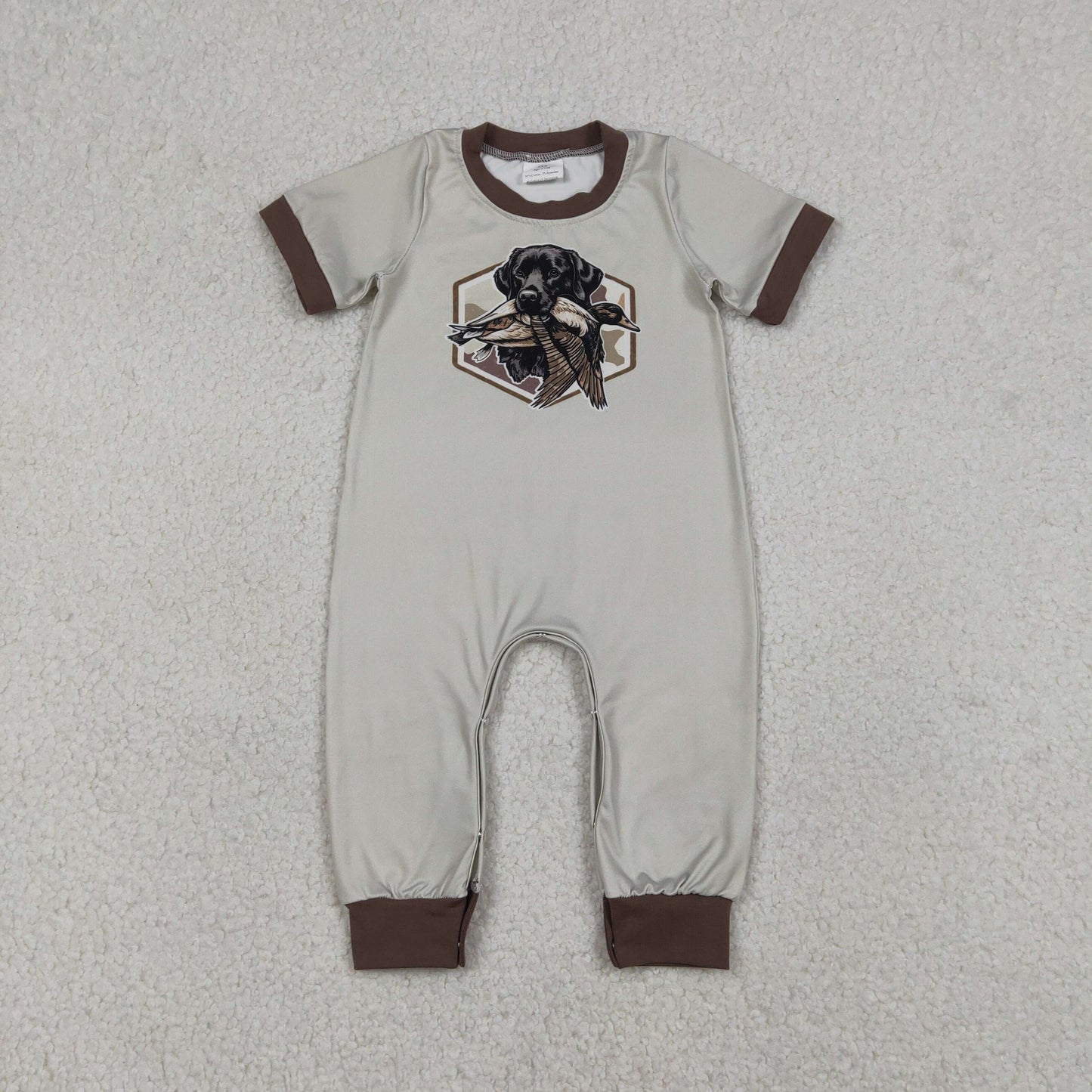 SR3680 Baby Boys Short Sleeve Duck Dogs Hunting Pant Rompers