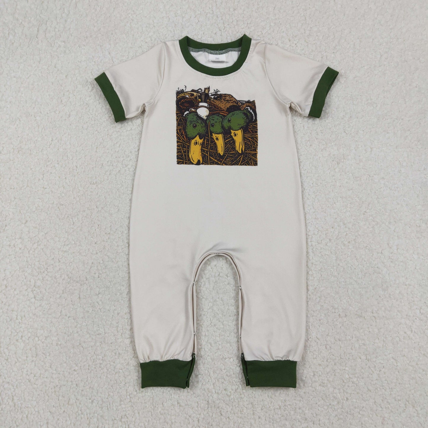SR3681 Baby Boys Short Sleeve Ducks Hunting Pant Rompers