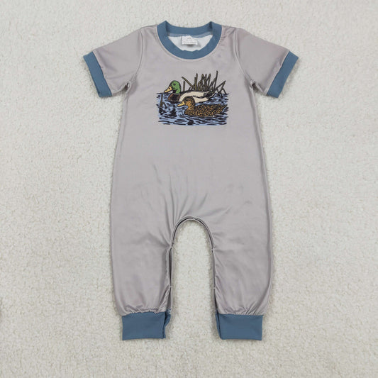 SR3682 Baby Boys Short Sleeve Ducks Hunting Pant Rompers
