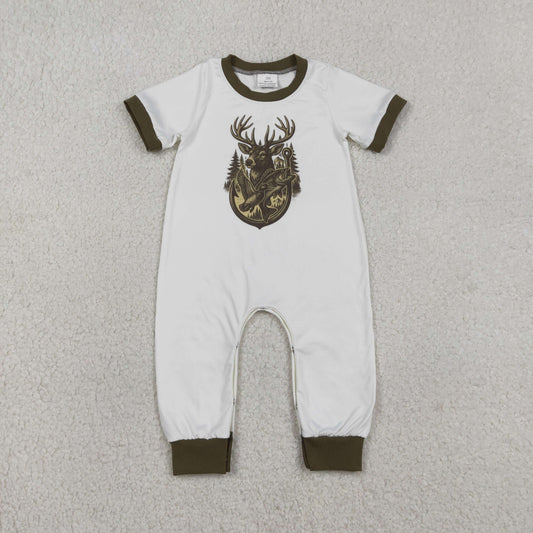 SR3683 Baby Boys Short Sleeve Deer Ducks Fishes Hunting Pant Rompers