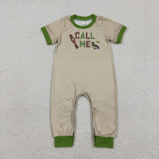 SR3684 Baby Boys Short Sleeve Ducks Call Me Hunting Pant Rompers