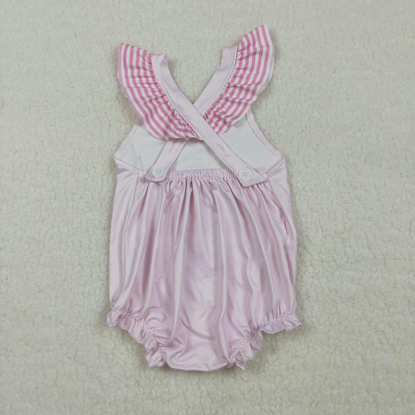 Sibling Baby Girls Pink Stripe Best Day Ever Tunic Ruffle Short Clothes Set Back Bow Rompers