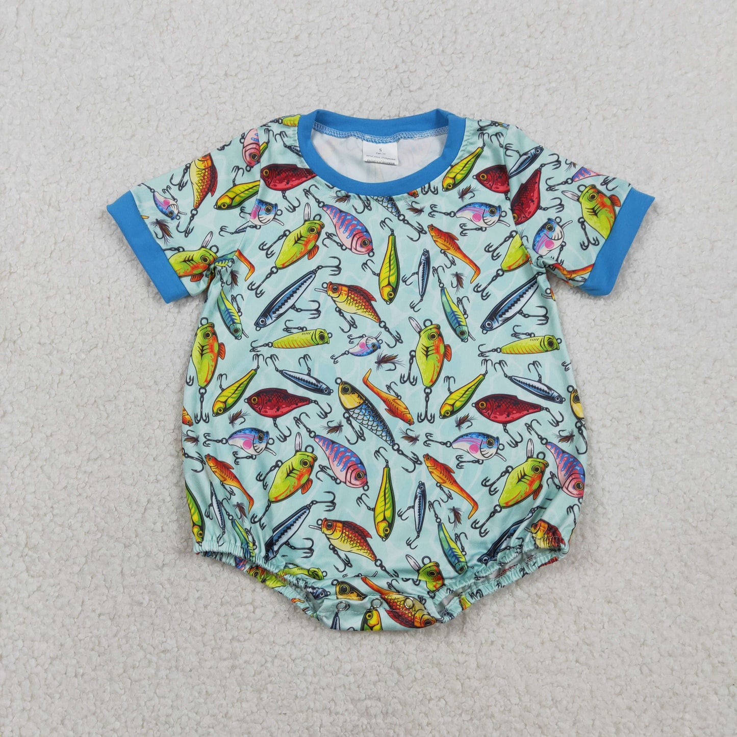 Sibling Baby Boys Short Sleeve Embroidery Print Fishing Hunting Rompers