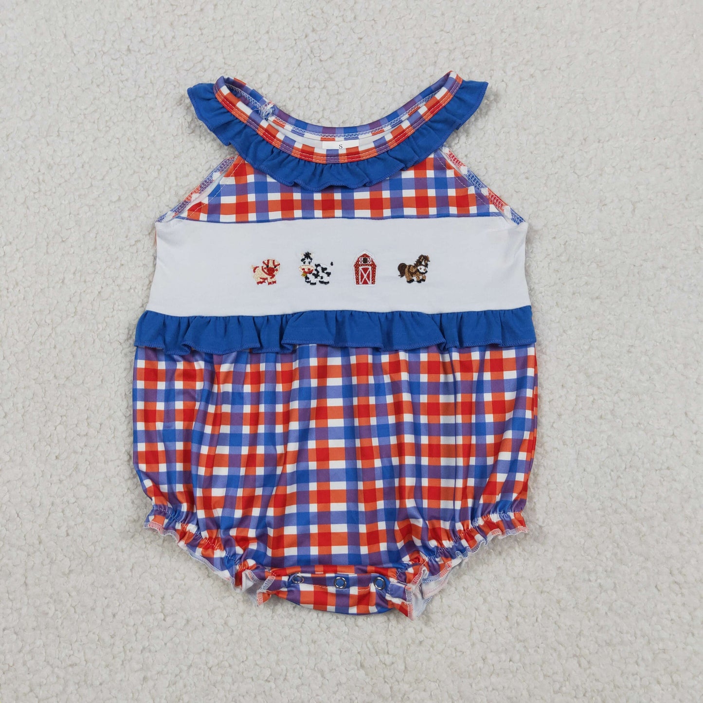 Sibling Baby Girls Embroidery Pigs House Tunic Ruffle Short Clothes Set Rompers
