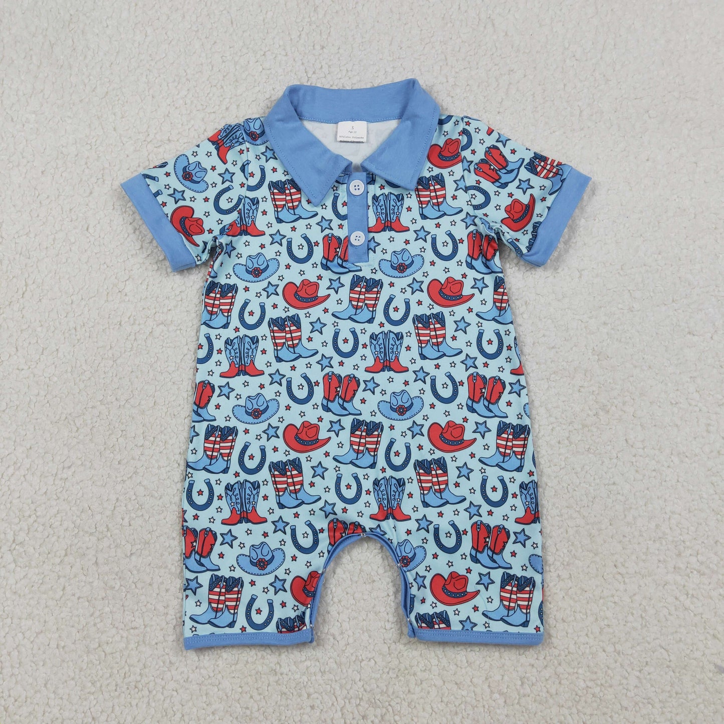 Sibling Baby Boys Flags Boots Pocket Top Short Western 4th of July Clothes Set Rompers