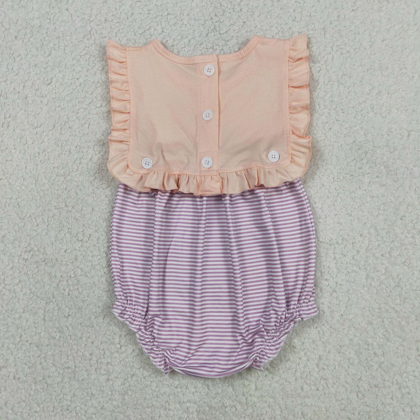 Sibling Baby Girls Sleeveless Purple Stripe 2 Pieces Knee Length Dress Rompers