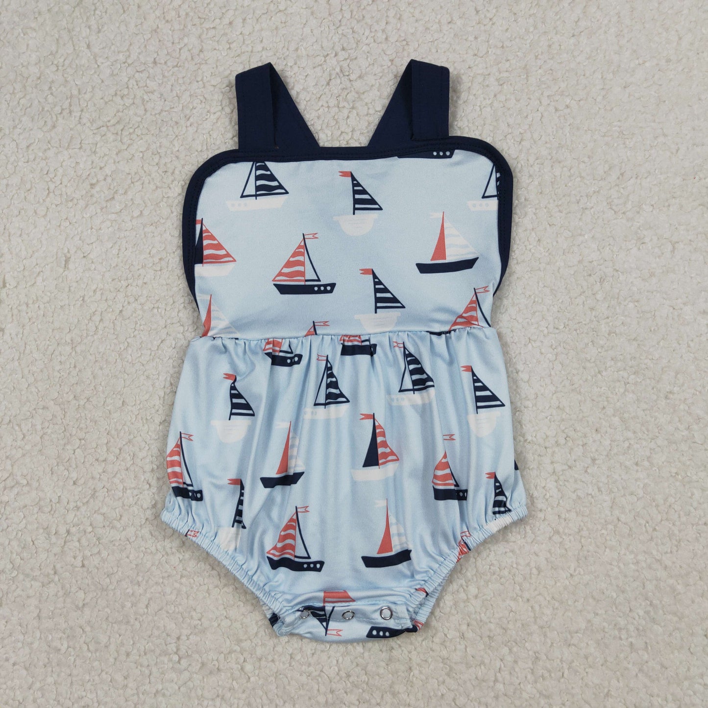 Sibling Baby Boys Boats Shirt Top Short Clothes Set Strap Rompers