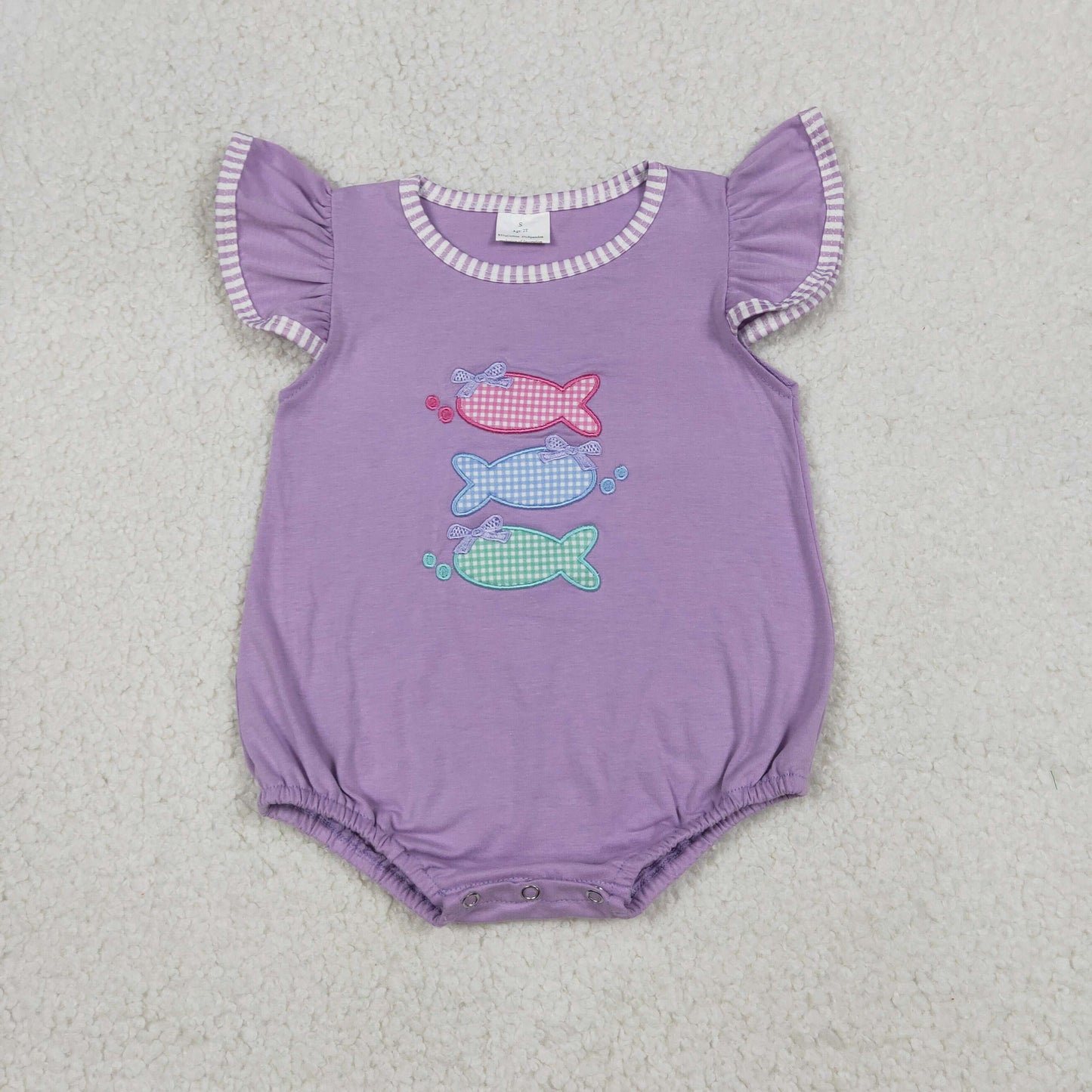 Sibling Baby Kids Embroidery Fishes Top Stripe Short Hunting Clothes Set Rompers