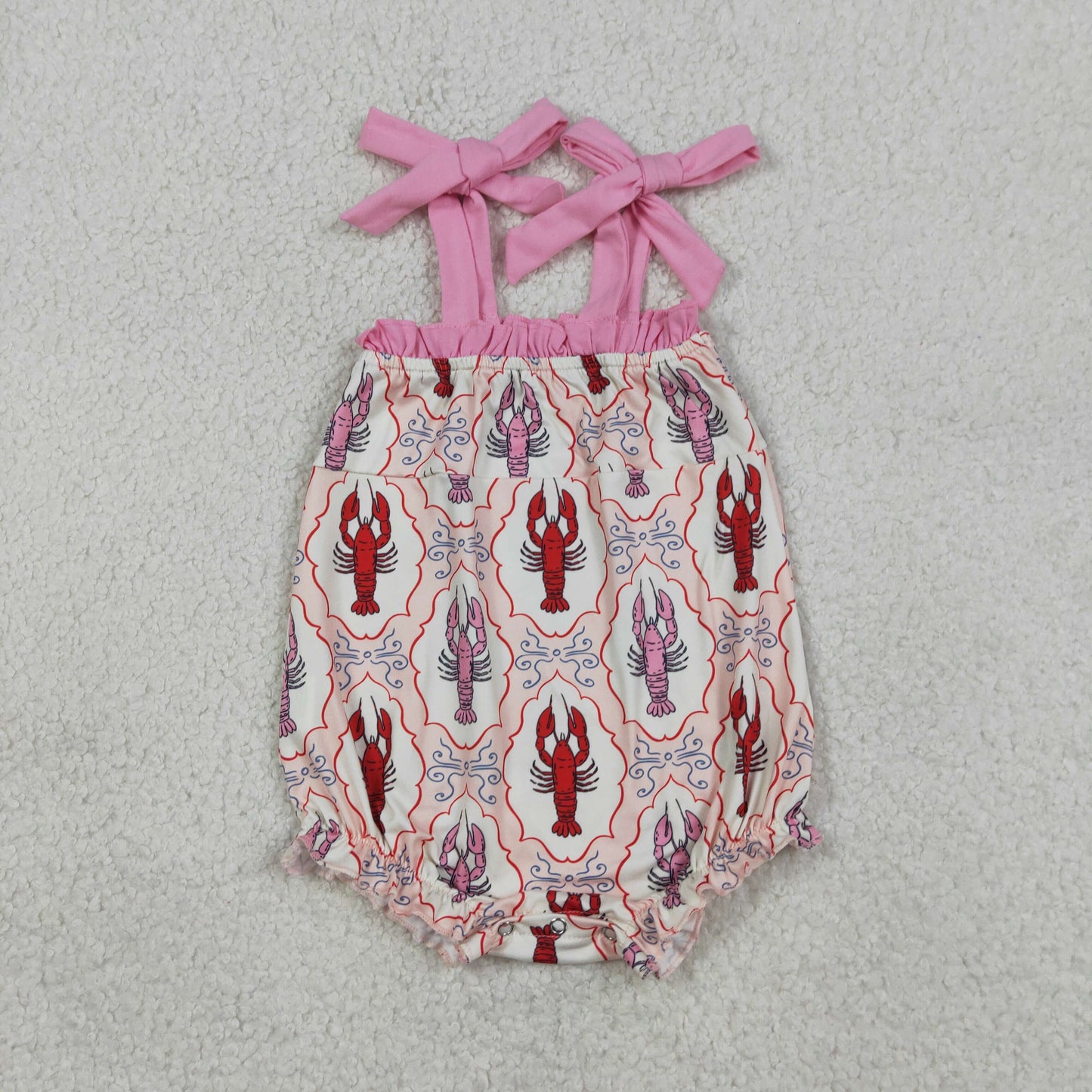 Sibling Baby Girls Crayfishes Bows Checked Tunic Ruffle Short Clothes Set Dress Rompers
