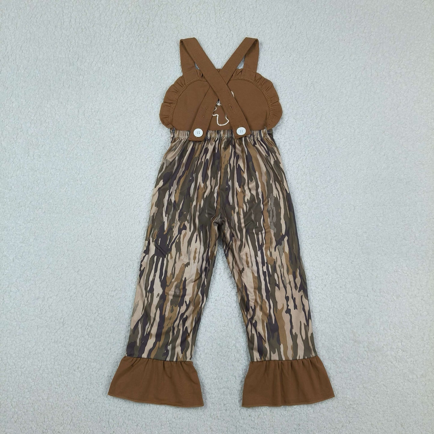 Sibling Baby Kids Embroidery Deer Dog Ducks Top Shorts Hunting Clothes Set Strap Jumpsuit Rompers