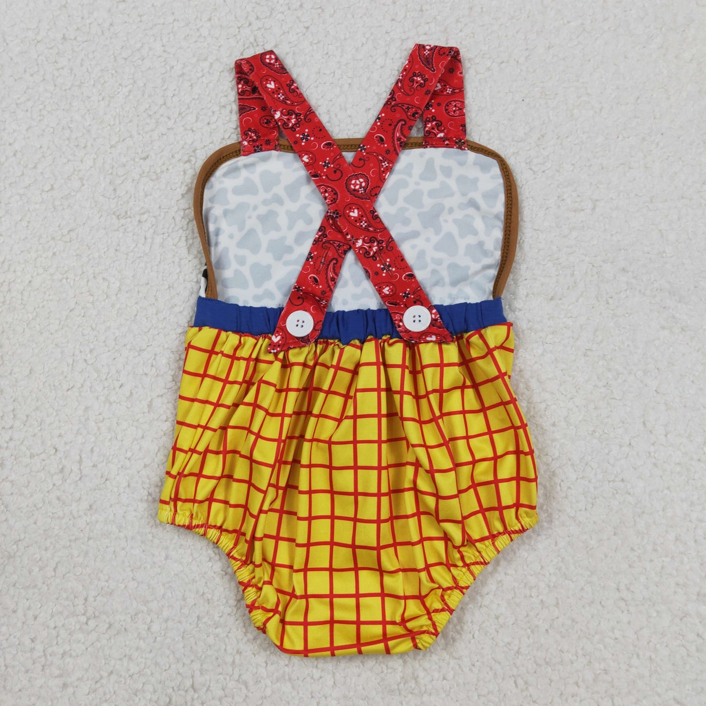 Sibling Baby Kids Cow Print Yellow Checked Cartoon Rompers