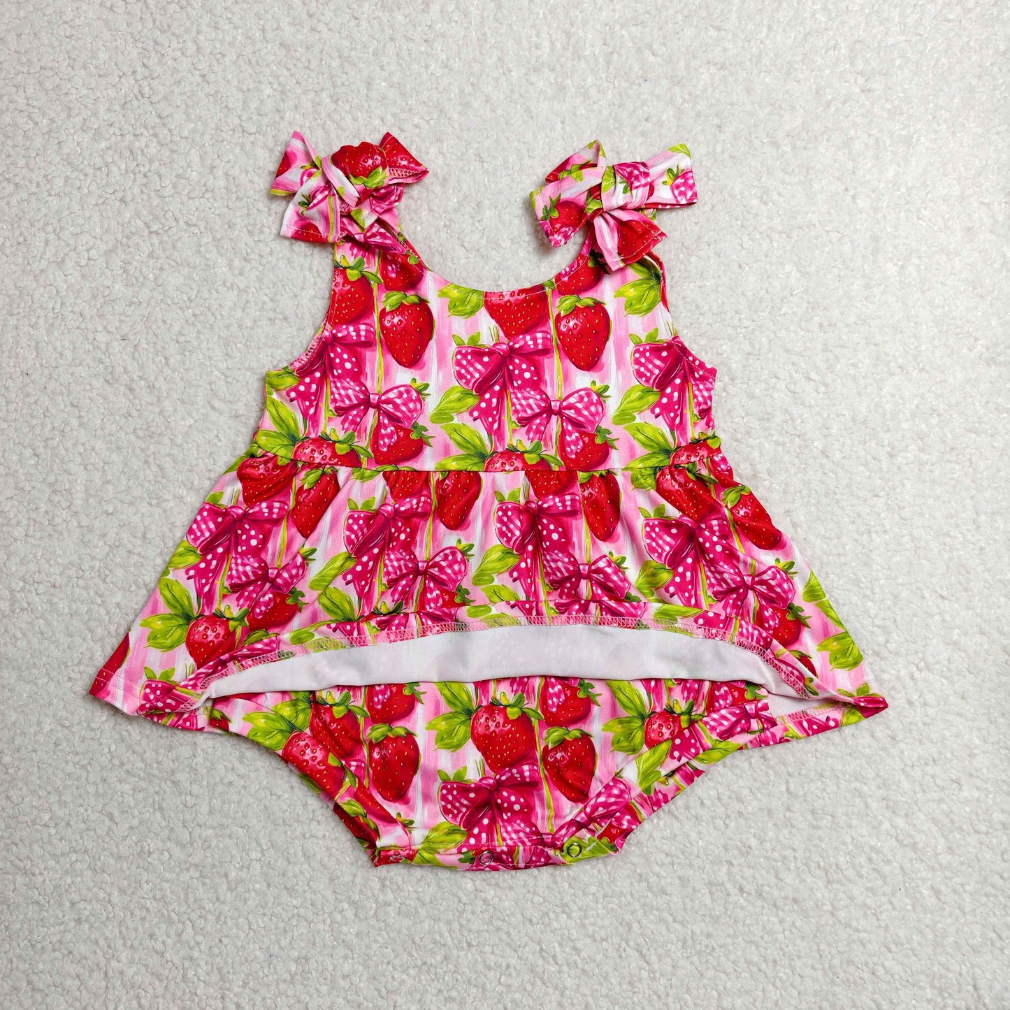 Sibling Baby Girls Strap Strawberry Lemons Tunic Bummies Rompers