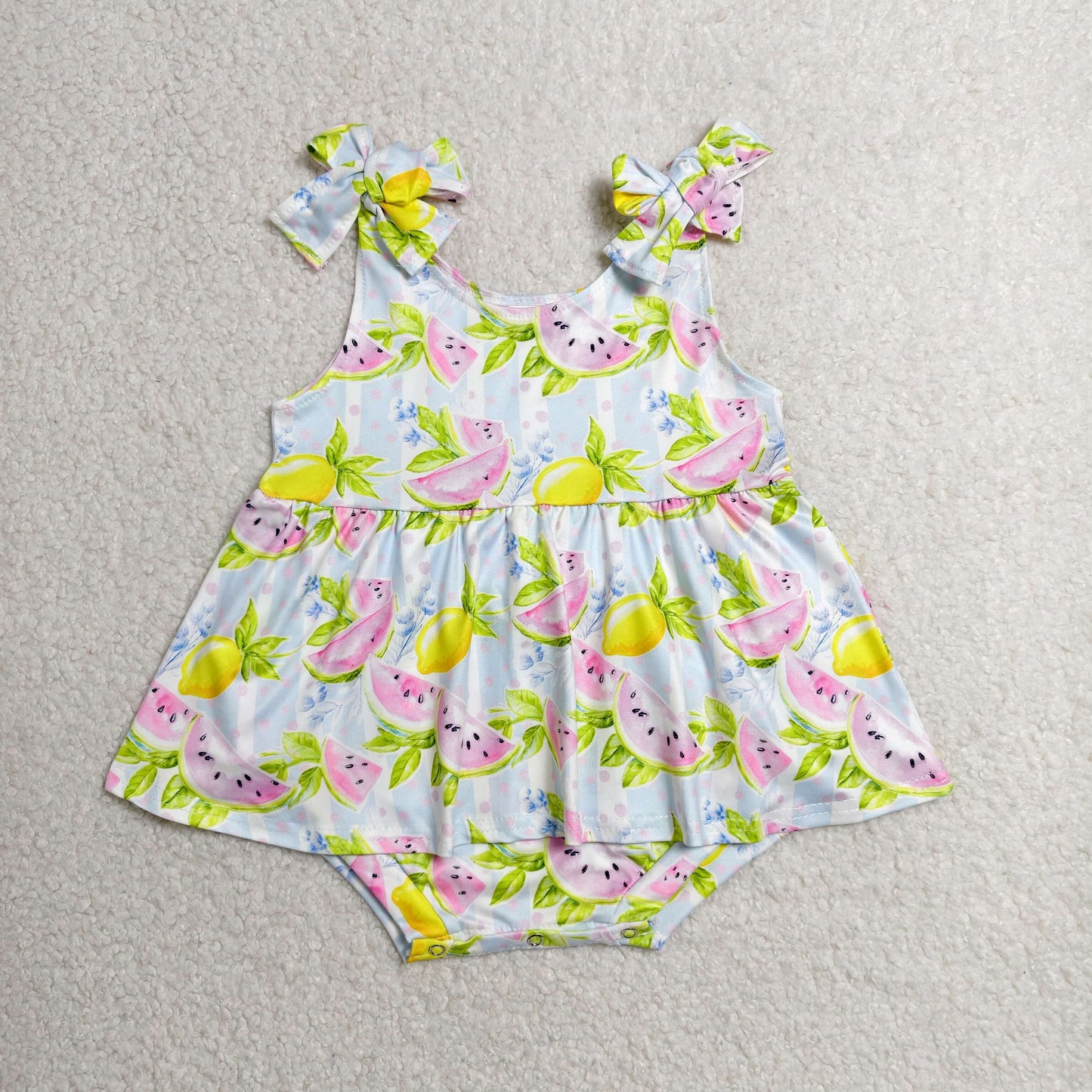 Sibling Baby Girls Strap Strawberry Lemons Tunic Bummies Rompers