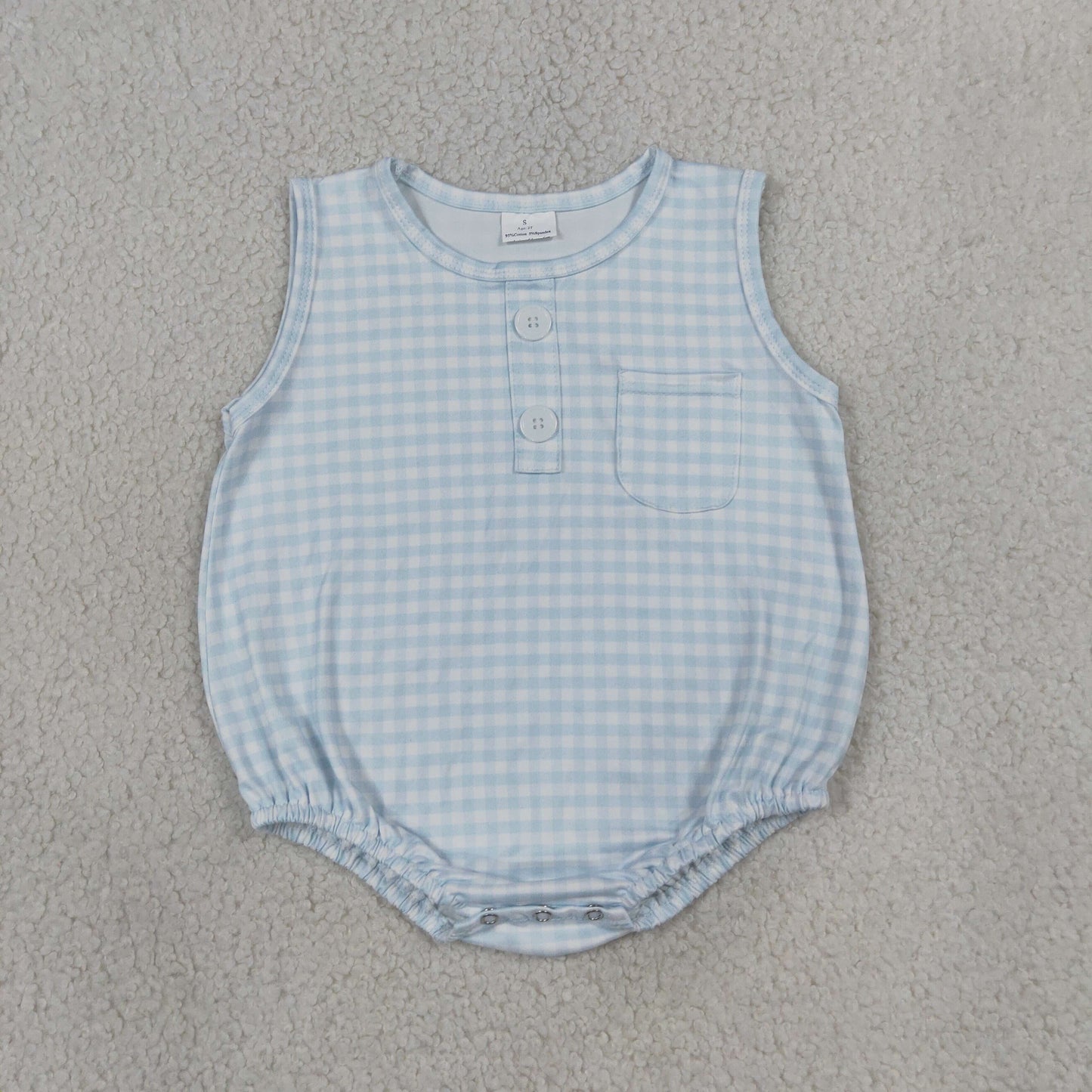 Sibling Baby Boys Sleeveless Colorful Checked Button Pocket Rompers