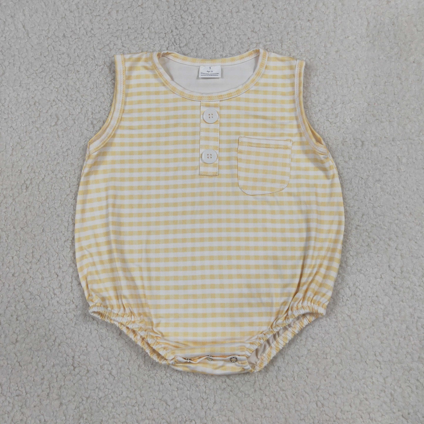 Sibling Baby Boys Sleeveless Colorful Checked Button Pocket Rompers