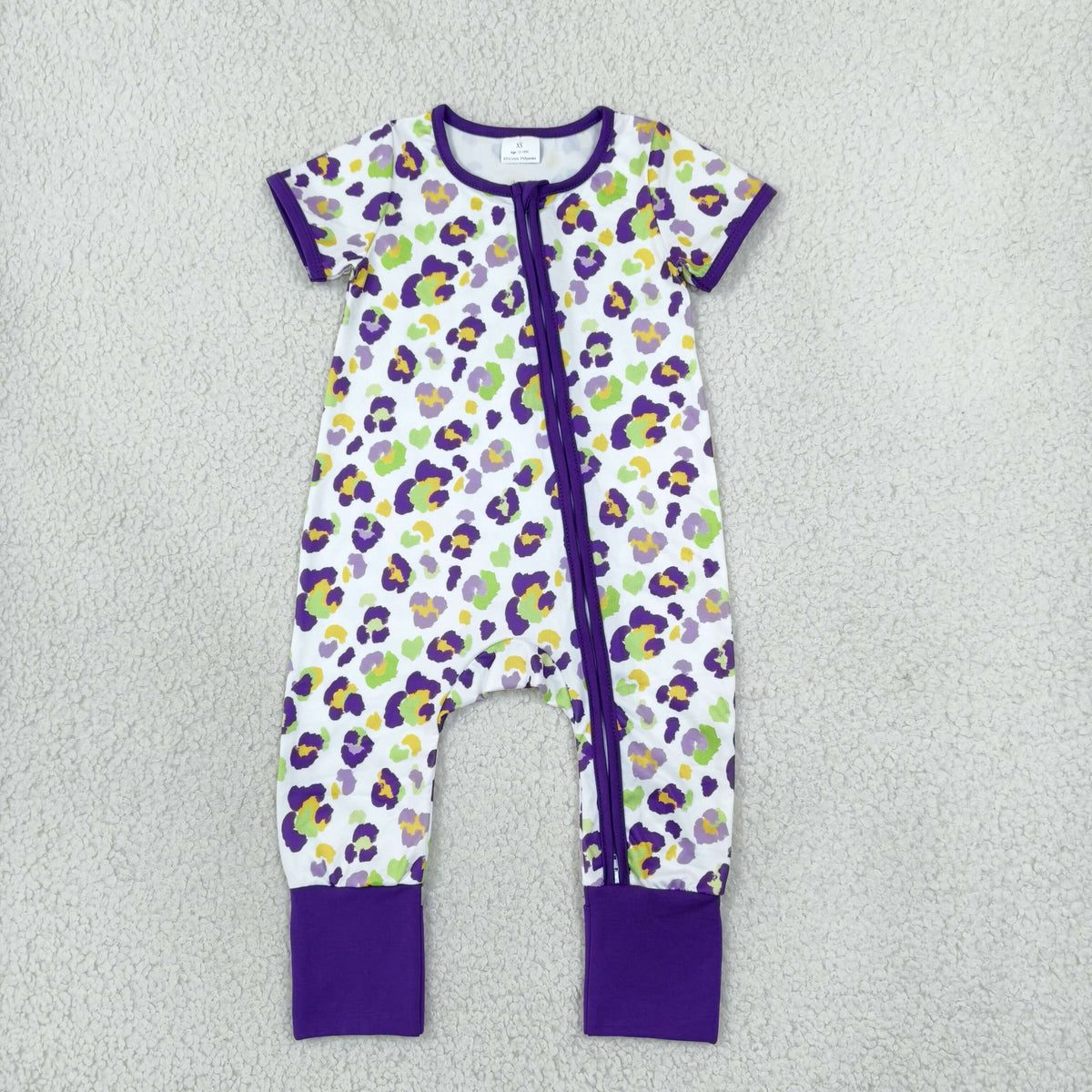 Sibling Baby Girls Mardigras Leopard Ruffle Pajamas Set Dress Zip Rompers