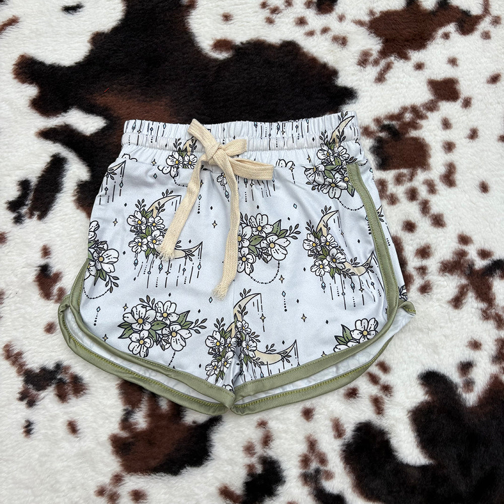 girls green floral shorts SS0084
