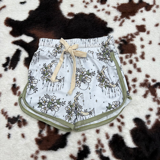 girls green floral shorts SS0084