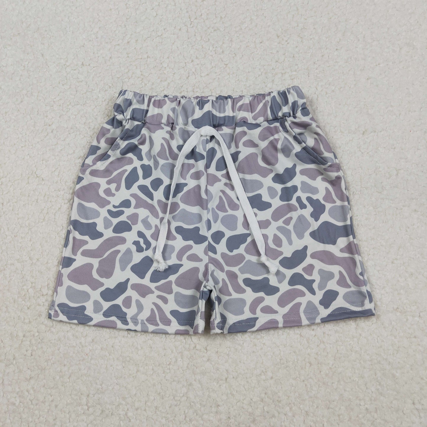 Sibling Baby Boys Southern Light Grey Camo Pockets Short Pant Clothes Sets Zip Rompers