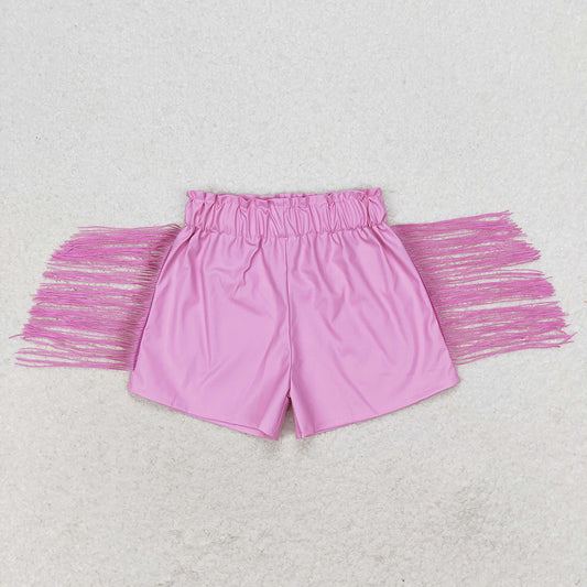 girls pinktassel leather shorts SS0222