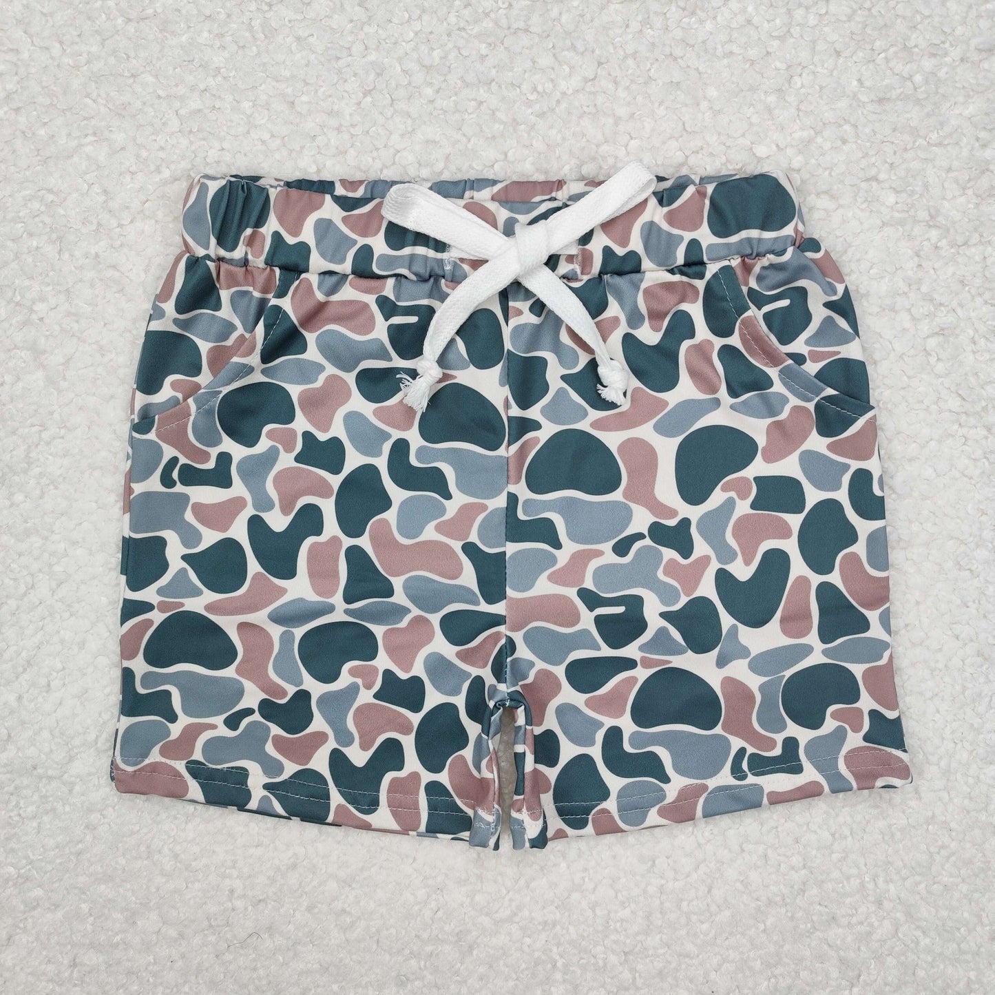 SS0375 Baby Boys Southern Green Camo Pockets Shorts Bottom