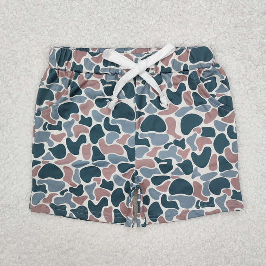 SS0375 Baby Boys Southern Green Camo Pockets Shorts Bottom