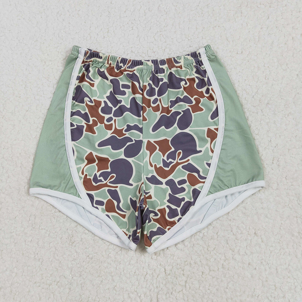 SS0529 Baby Girls Green Camouflage Sports Shorts