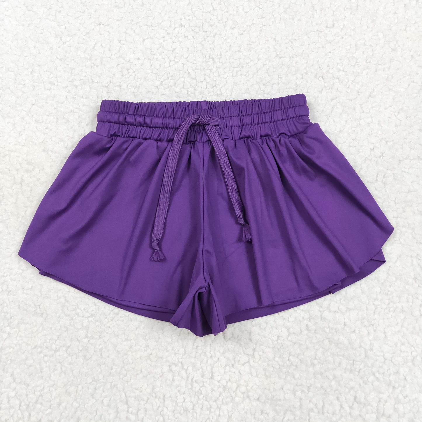 SS0602 Baby Girls Purple Yoga Active Ruffle Shorts Bottom