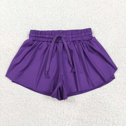SS0602 Baby Girls Purple Yoga Active Ruffle Shorts Bottom