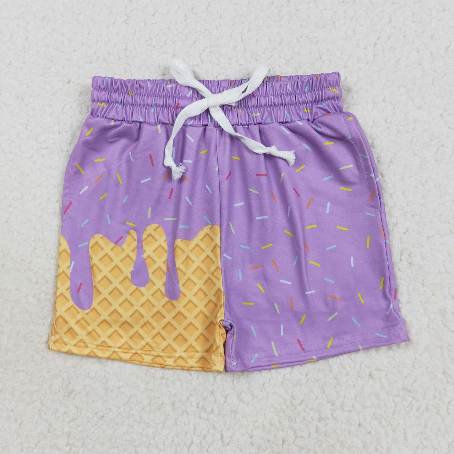 SS0621 Baby Boys Purple Drips Sprinkles Team Shorts Bottoms