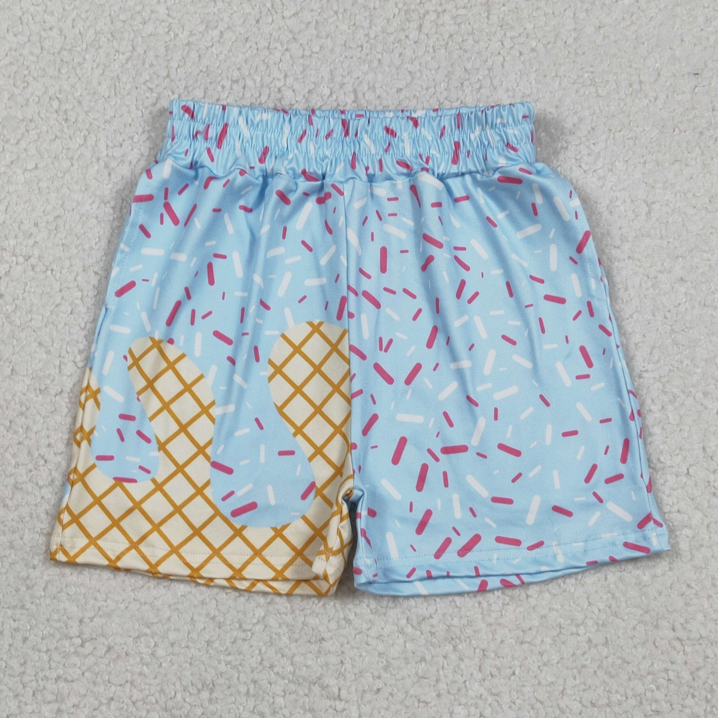 SS0635 Baby Boys Light Blue Sprinkles Drip Team Pockets Shorts Bottoms