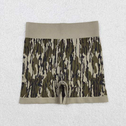 SS0642 Adult Women Olive Camo Thick Fabric Shorts Bottom