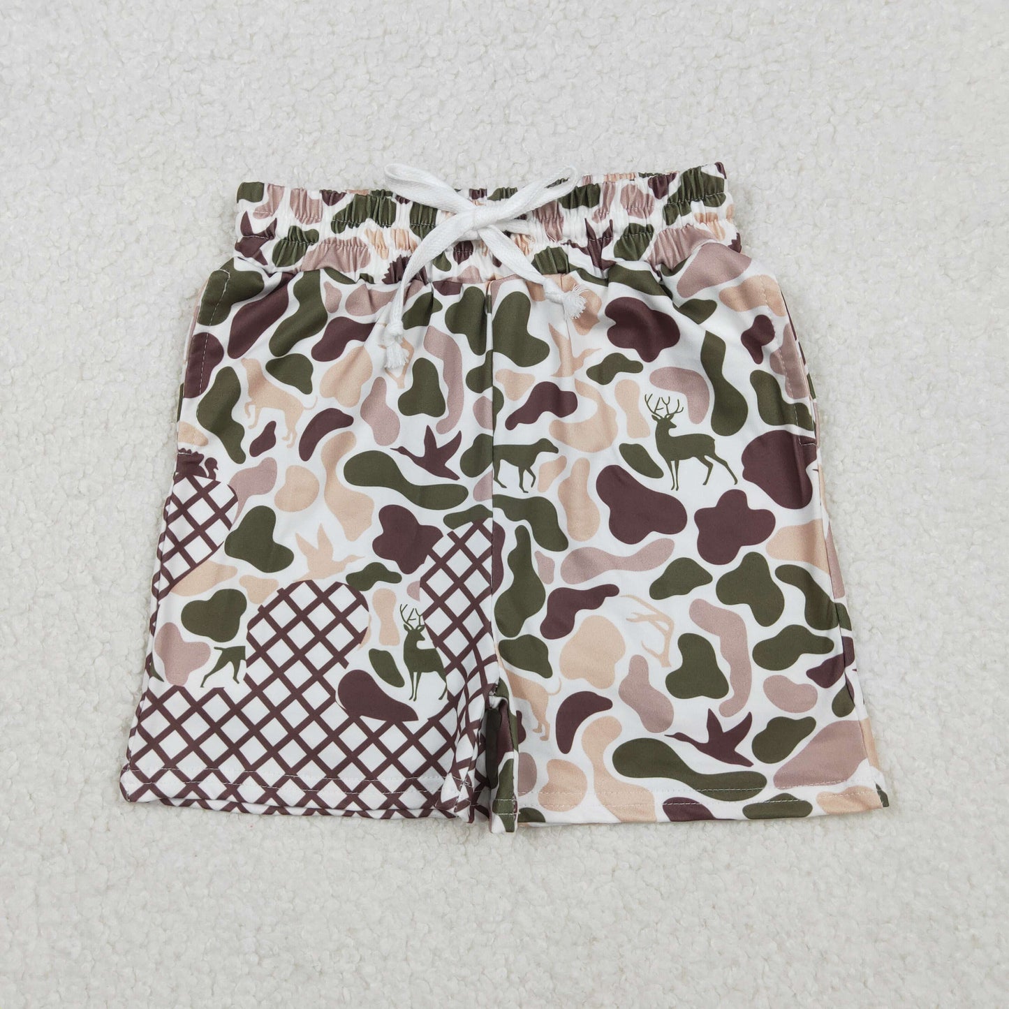 SS0652 Baby Boys Southern Hunting Duck Dogs Camo Drip Team Pockets Shorts Bottom