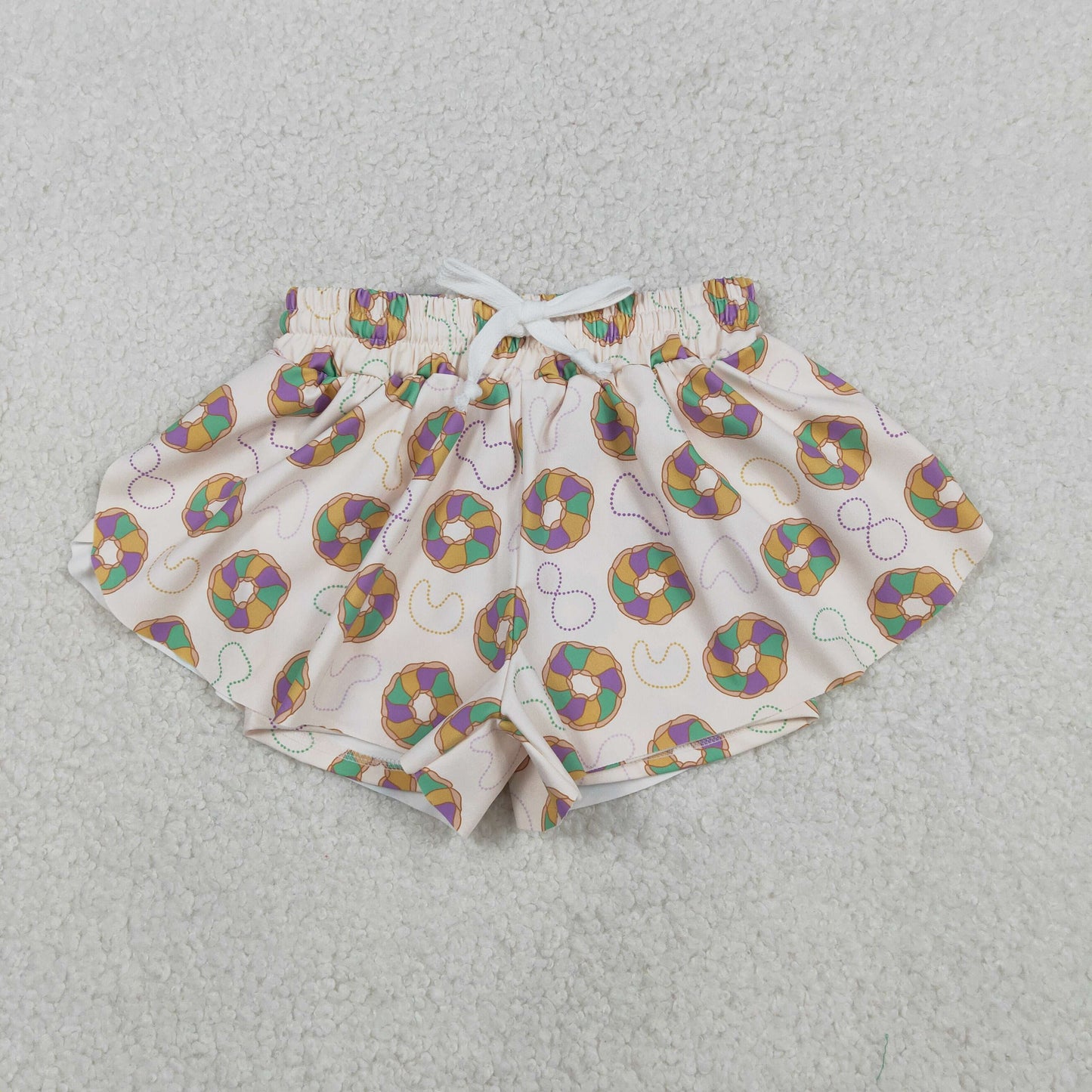 Mama and Me Mardigras Donuts Stripe Yoga Active Shorts Bottoms