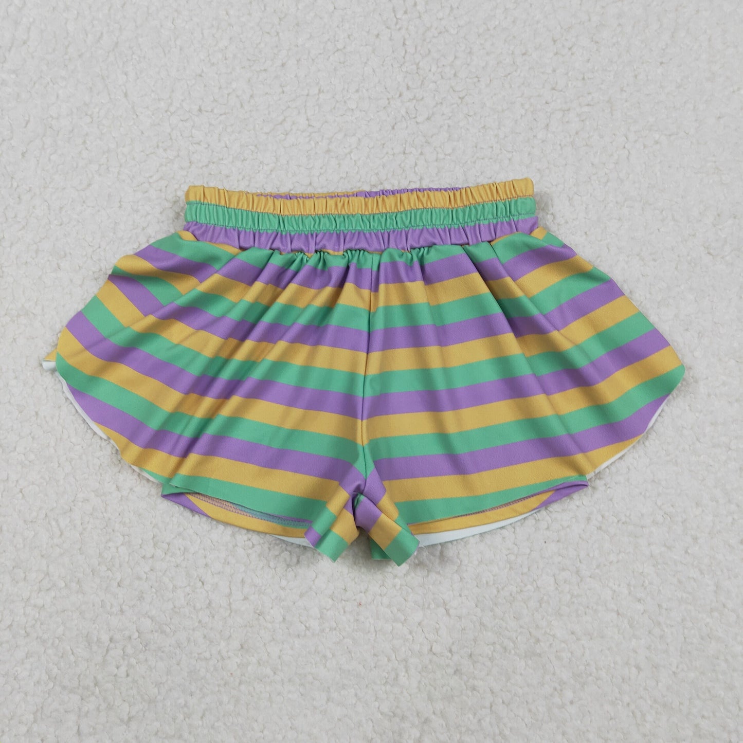 Mama and Me Mardigras Donuts Stripe Yoga Active Shorts Bottoms