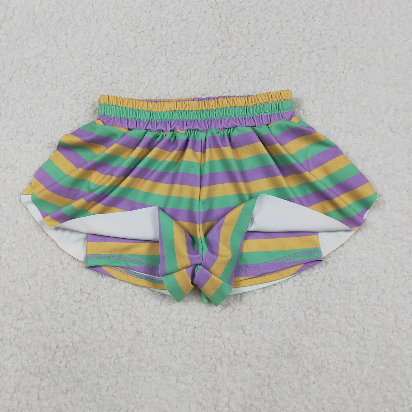 Mama and Me Mardigras Donuts Stripe Yoga Active Shorts Bottoms