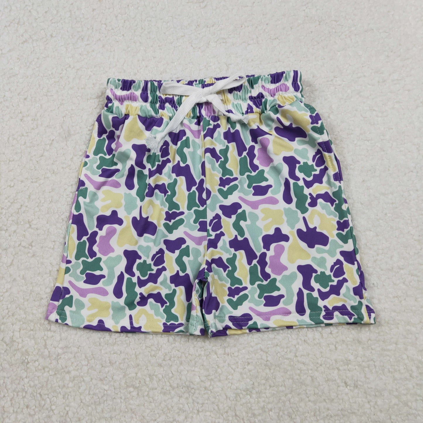 SS0734 Baby Boys Mardigras Camo Pockets Shorts Bottom