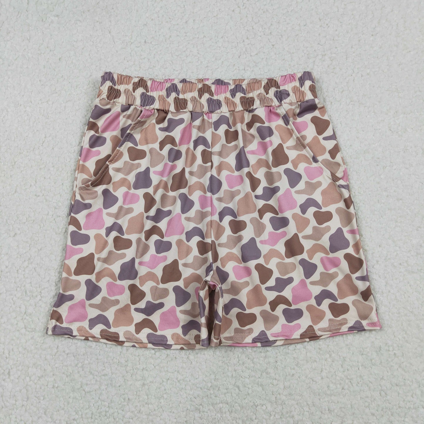 SS0756 Adult Women Southern Pink Khaki Camo Pockets Shorts Bottom