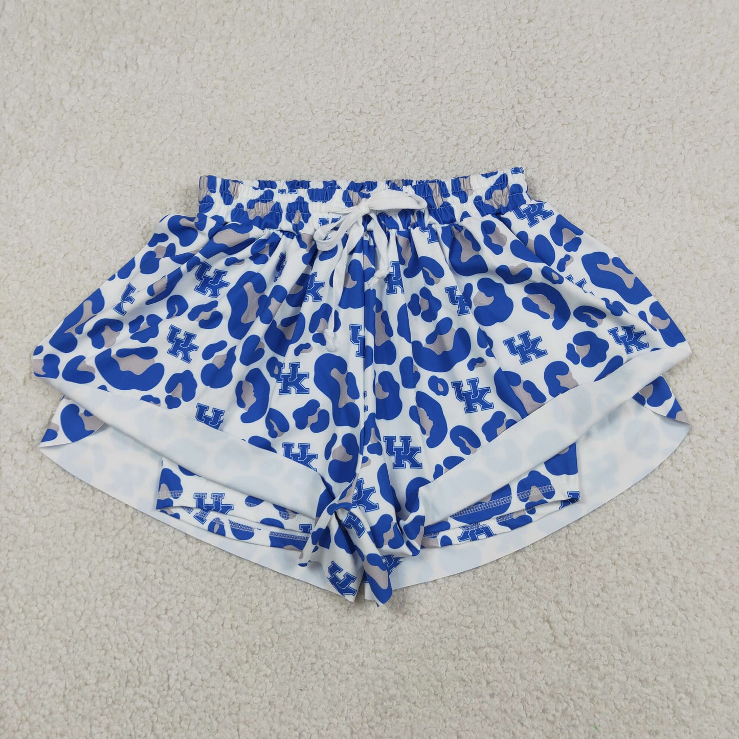 Mama and Me Girls Blue Leopard UK Team Yoga Active Butterfly Shorts Bottom