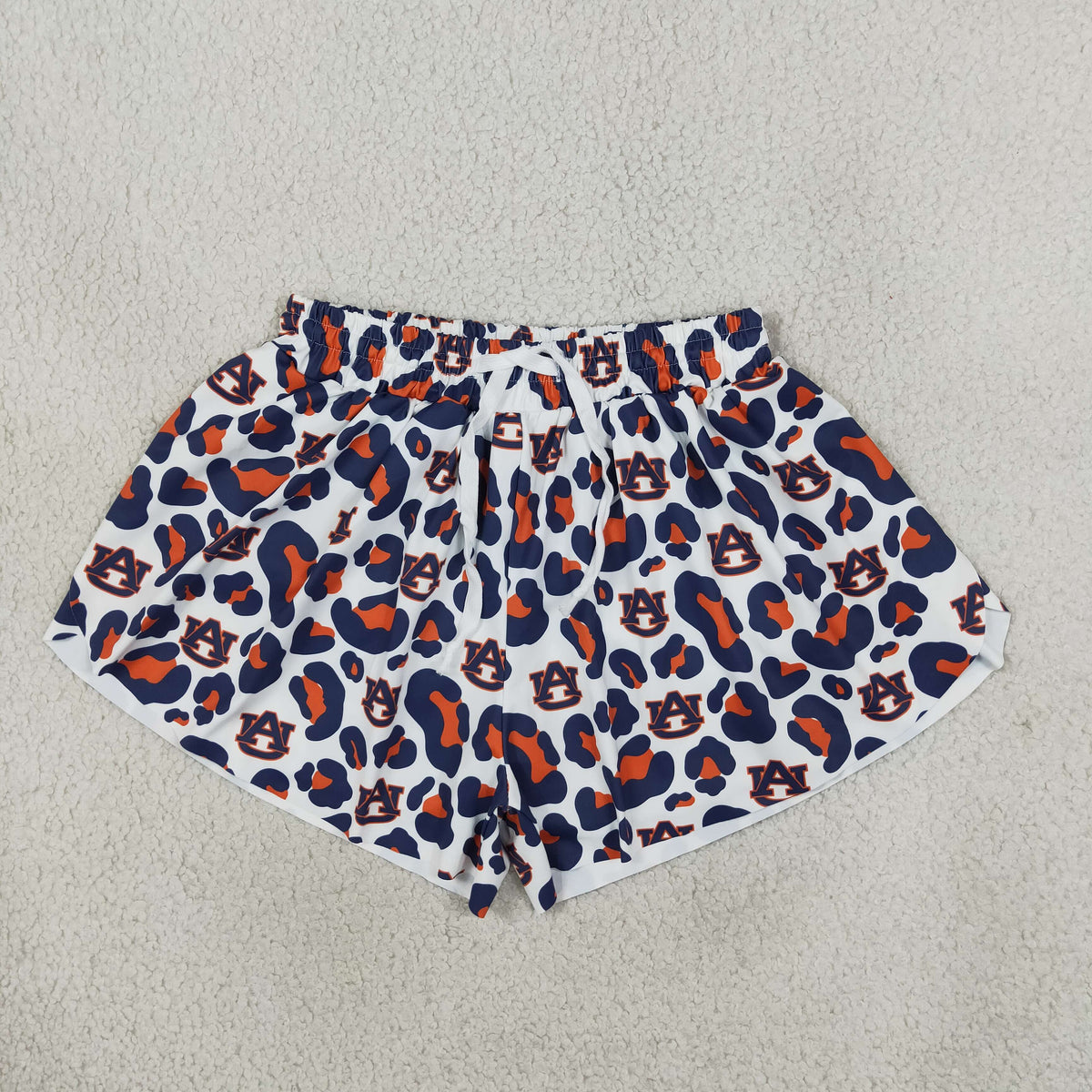 Mama and Me Girls Navy Leopard Auburn Team Yoga Active Butterfly Shorts Bottom