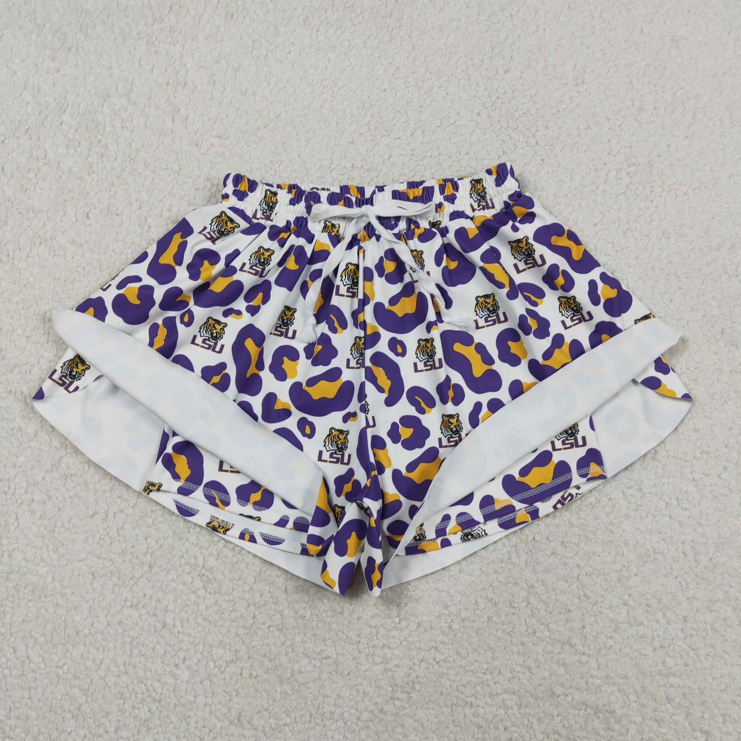 Sibling Baby Girls Bows LSU Tigers Team Clothes Sets Polo Shirt Yoga Active Knee Length Dress Butterfly Shorts