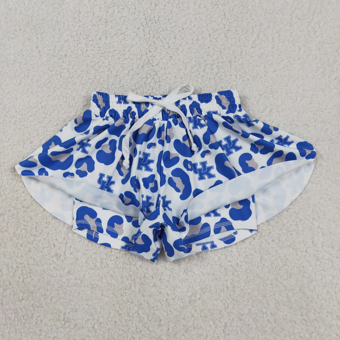 Mama and Me Girls Blue Leopard UK Team Yoga Active Butterfly Shorts Bottom