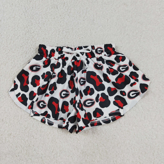SS0814 Baby Girls Black Leopard G Team Yoga Active Ruffle Shorts Bottom