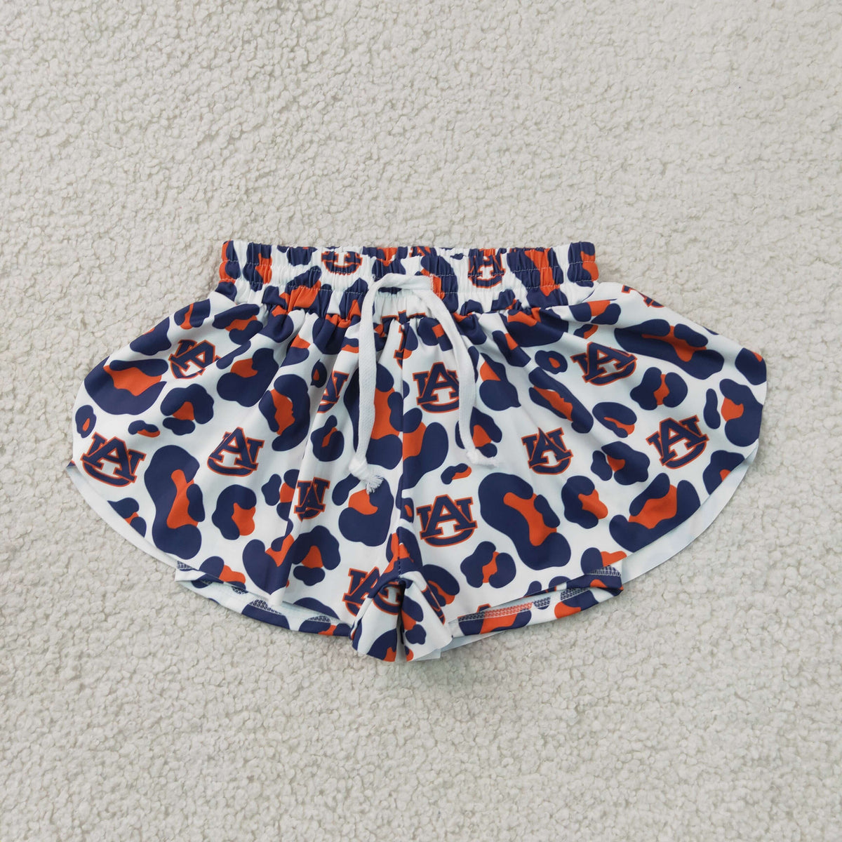 Mama and Me Girls Navy Leopard Auburn Team Yoga Active Butterfly Shorts Bottom