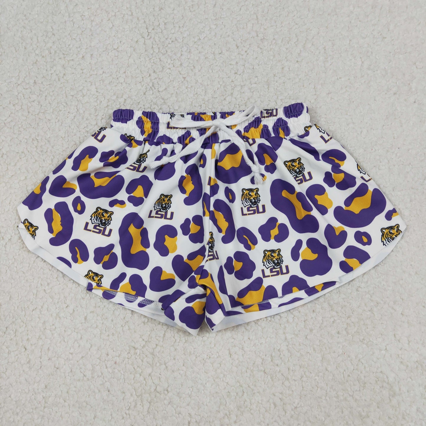Sibling Baby Girls Bows LSU Tigers Team Clothes Sets Polo Shirt Yoga Active Knee Length Dress Butterfly Shorts