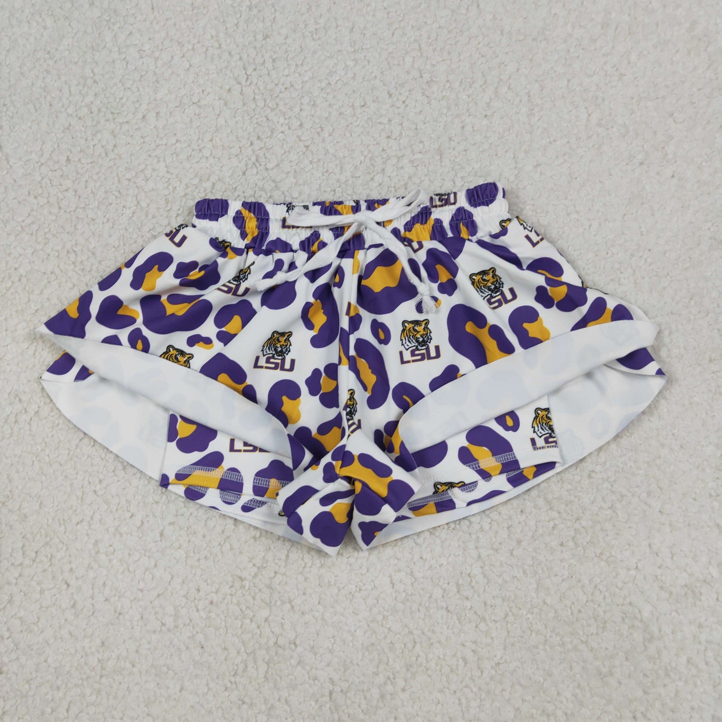 Sibling Baby Girls Bows LSU Tigers Team Clothes Sets Polo Shirt Yoga Active Knee Length Dress Butterfly Shorts