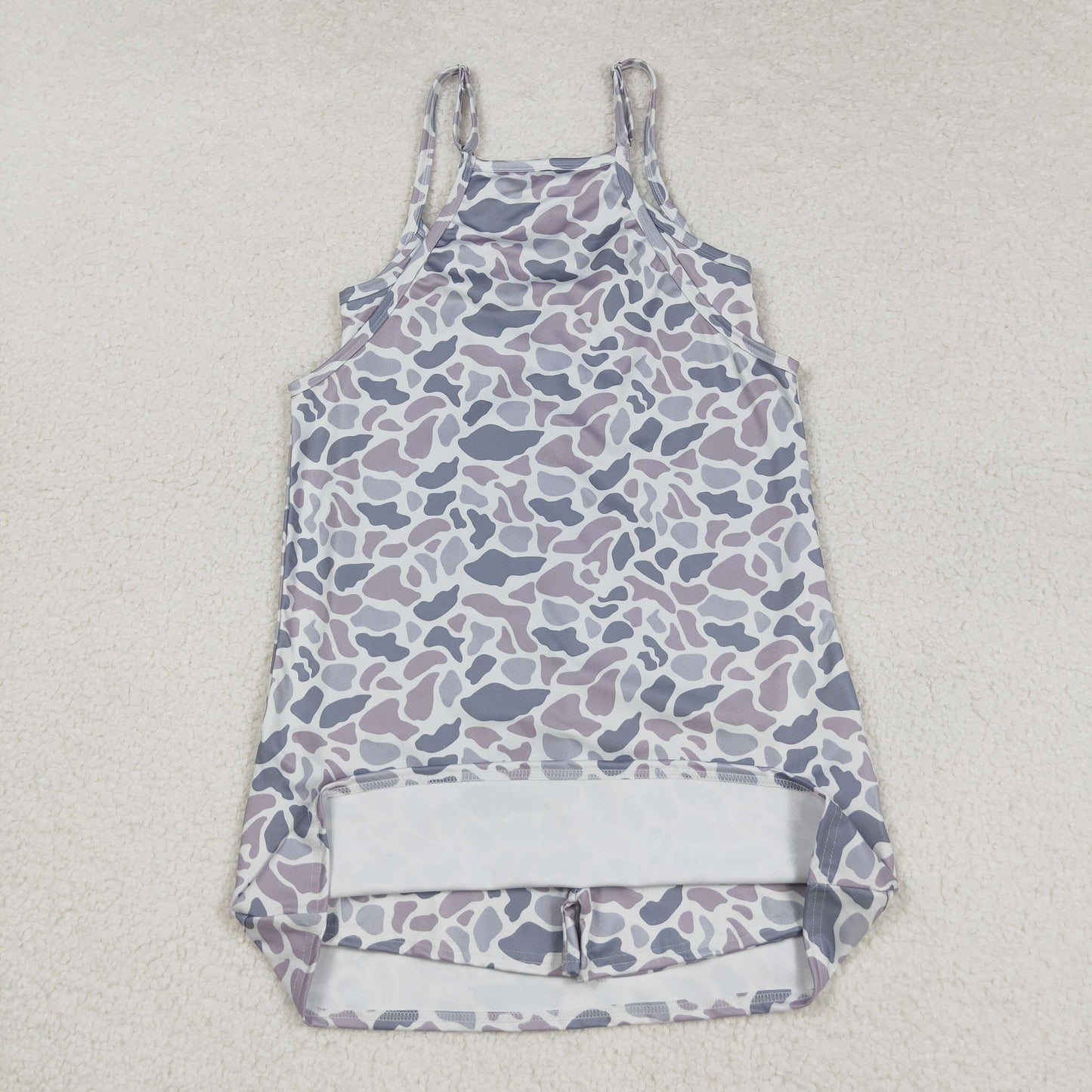 Mama And Me Strap Gray Camo Pockets Yoga Shorts Dresses