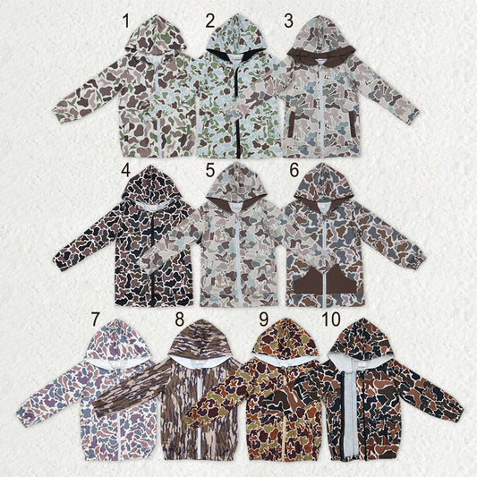 Sibling Baby Boys Girls Long Sleeves Southern Hunting Camo Zip Pockets Hoodie Jackets Top