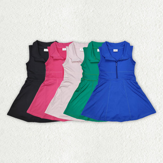 Sibling 5 Colors Baby Girls Athletic Zip Active Wear Knee Length Dresses