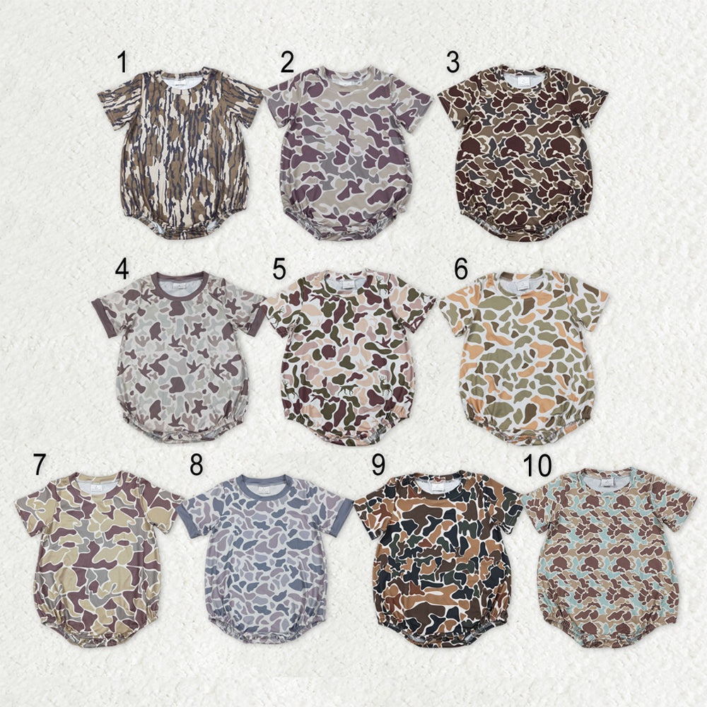Sibling Baby Boys Short Sleeves Southern Camo Rompers